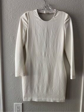 NEW Iro Gaia White Long Sleeve Leather Trim Backless Dress 36 XS 2 4
